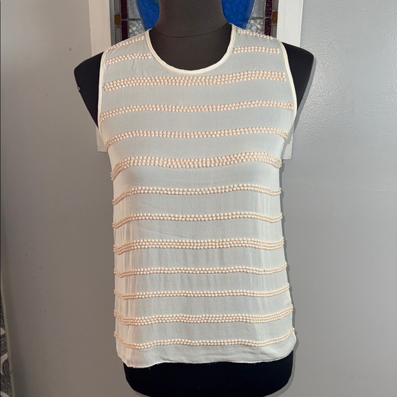 L'AGENCE Tops - L'AGENCE Silk Beaded Stripe Sleeveless Blouse SZ S